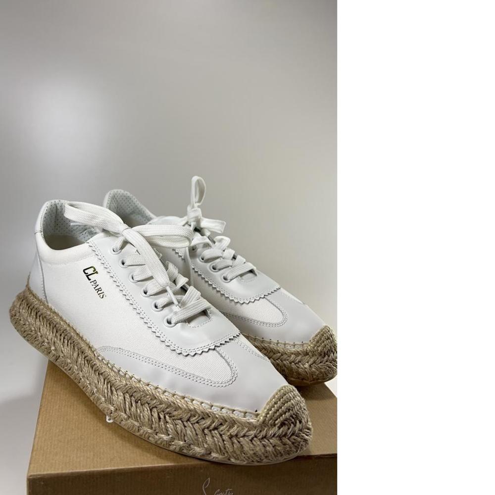 Espasneak WOMEN'S white Cotton Lace Up Espadrille Sneakers E264